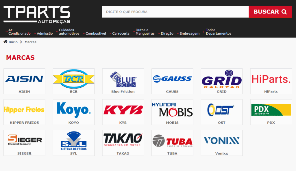 Marcas que a TPARTS trabalha